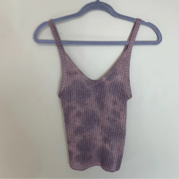 American Eagle Purple Tie Dye Ribbed Cropped Tank Soft & Sexy  S - Picture 1 of 5